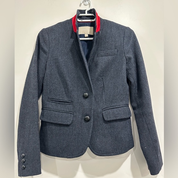 Banana Republic Factory navy tweed blazer Size 0 - Picture 1 of 12